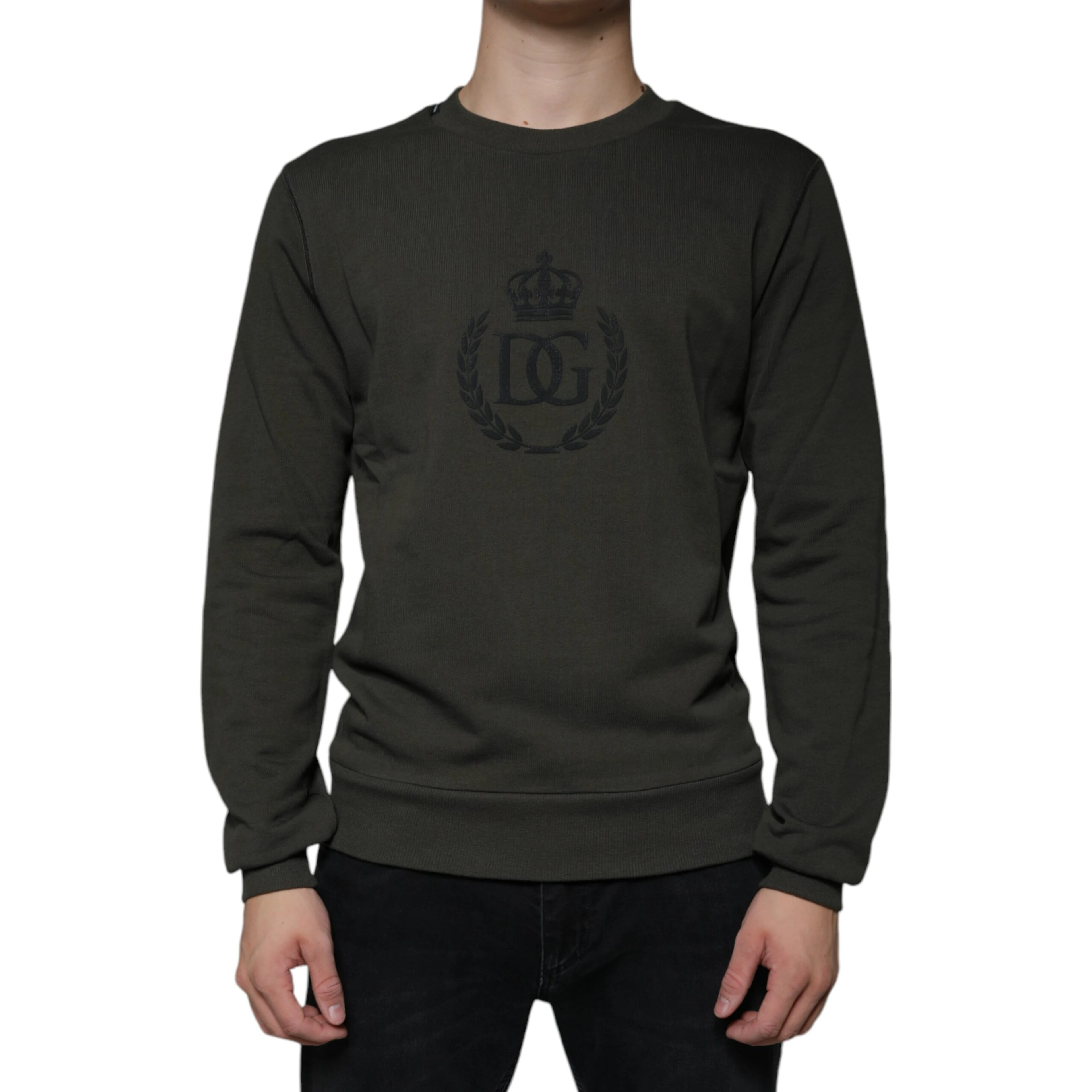 Army Green DG Crown Crew Neck Pullover Sweater