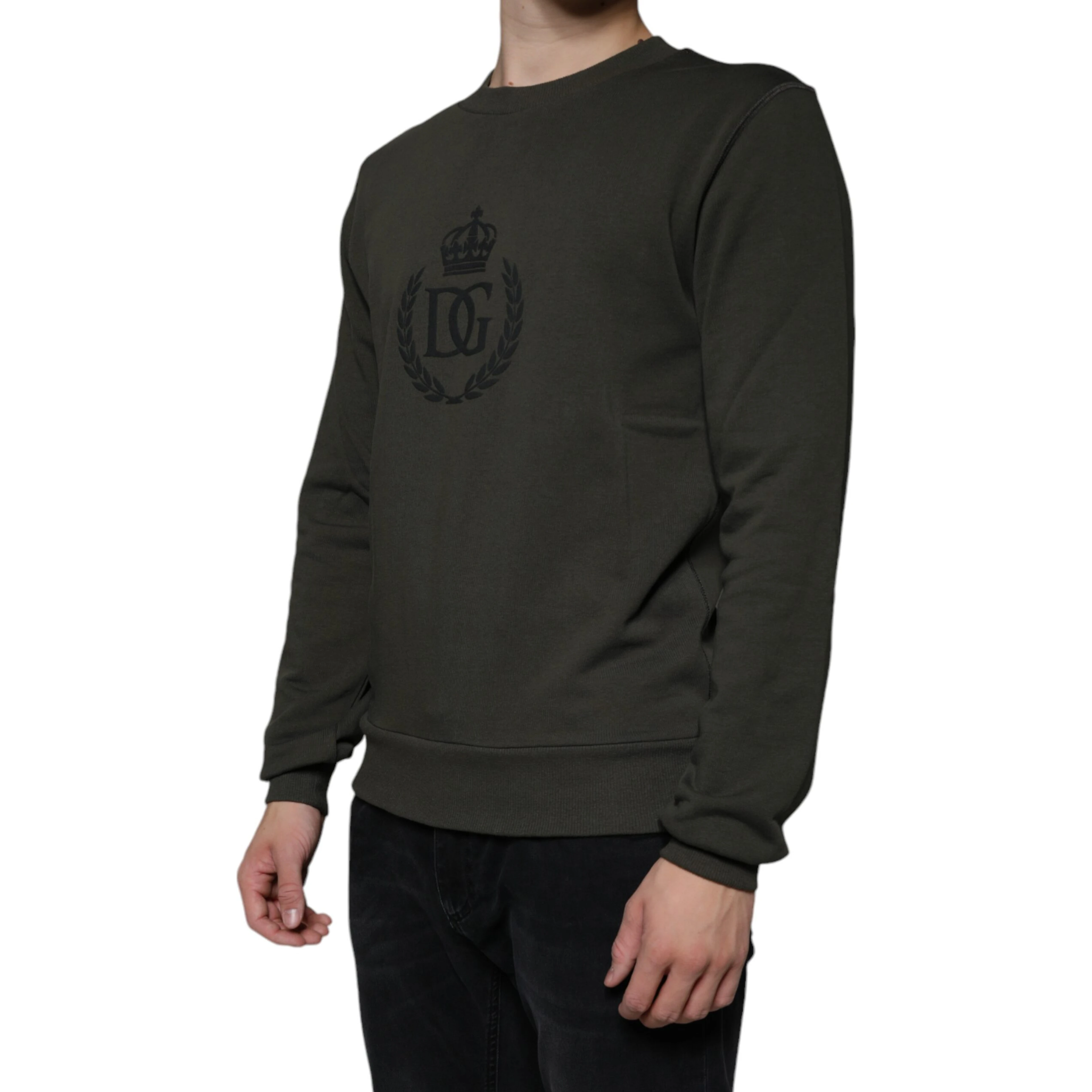 Army Green DG Crown Crew Neck Pullover Sweater