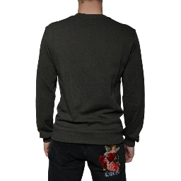 Army Green DG Crown Crew Neck Pullover Sweater
