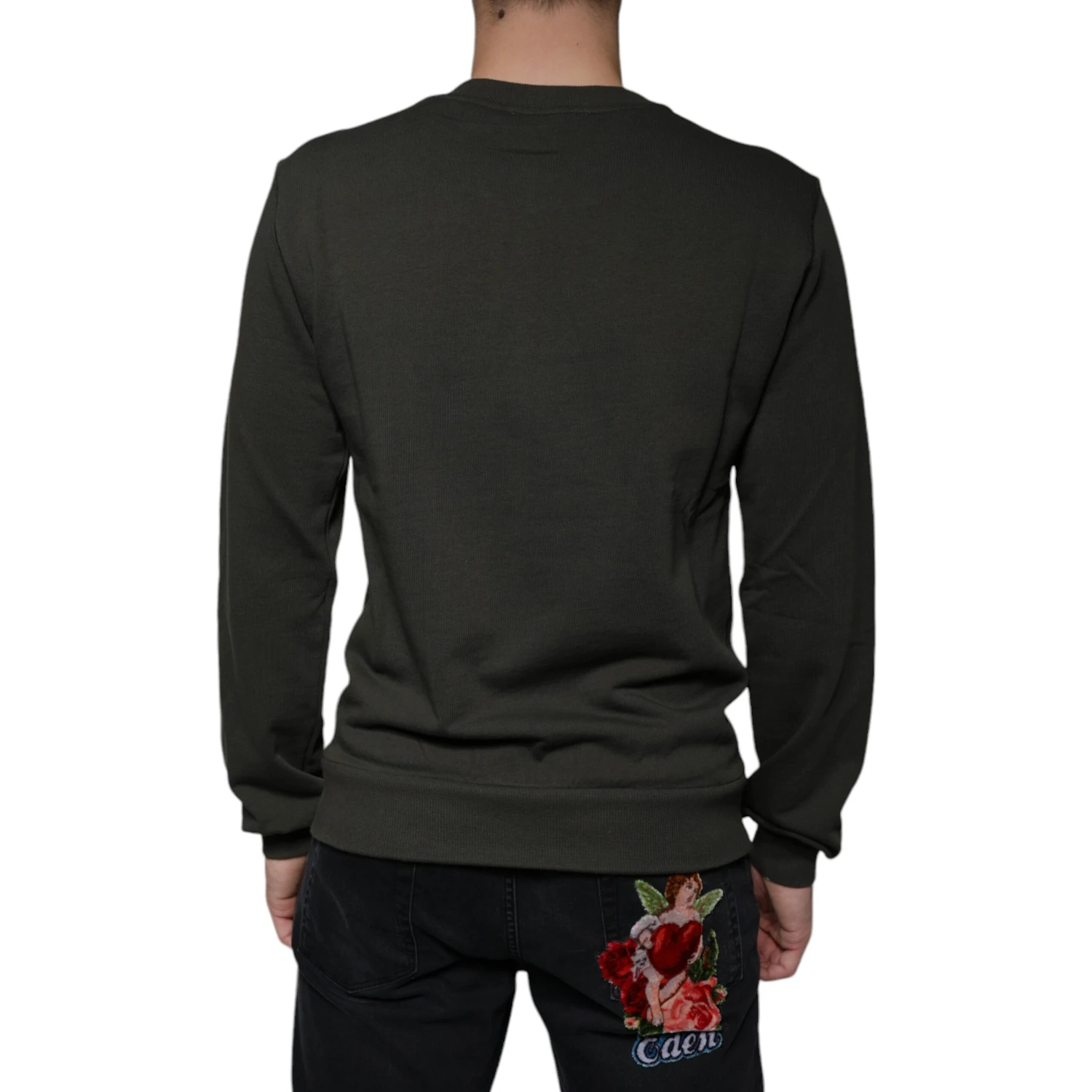 Army Green DG Crown Crew Neck Pullover Sweater
