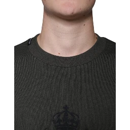 Army Green DG Crown Crew Neck Pullover Sweater