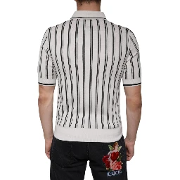 White Black Stripe Polo Short Sleeve T-shirt