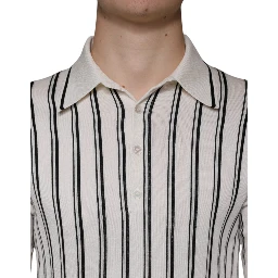 White Black Stripe Polo Short Sleeve T-shirt