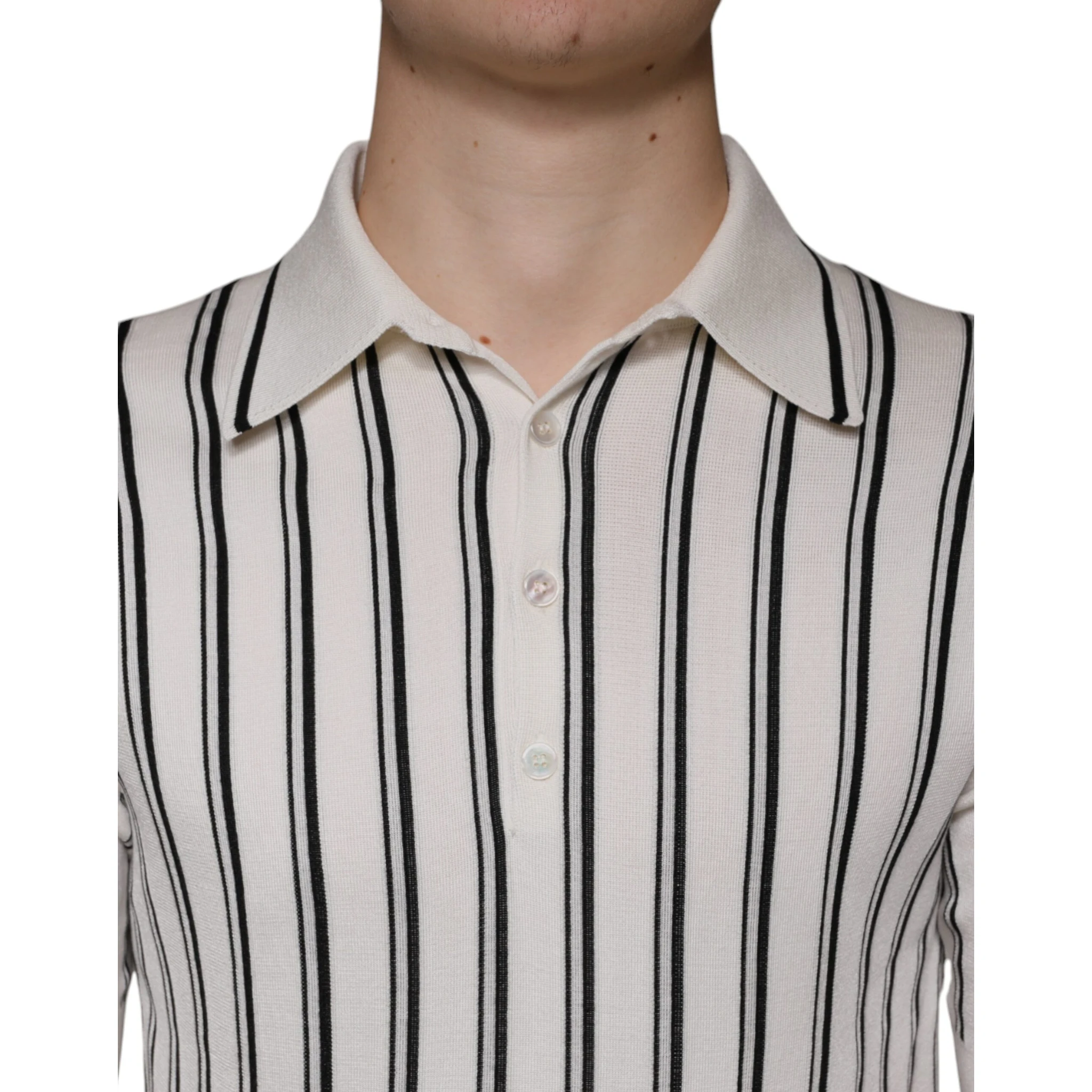White Black Stripe Polo Short Sleeve T-shirt