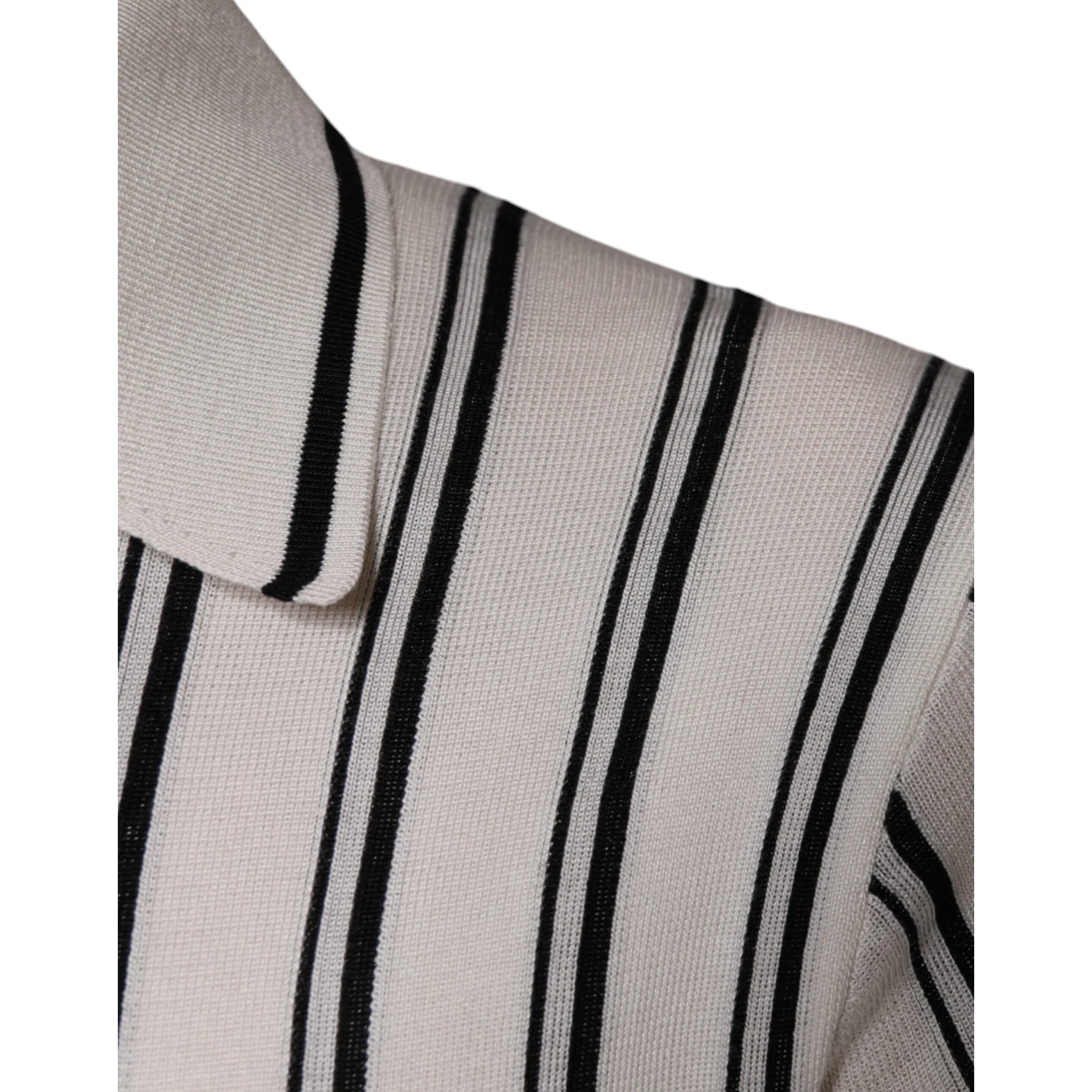 White Black Stripe Polo Short Sleeve T-shirt
