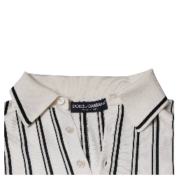 White Black Stripe Polo Short Sleeve T-shirt