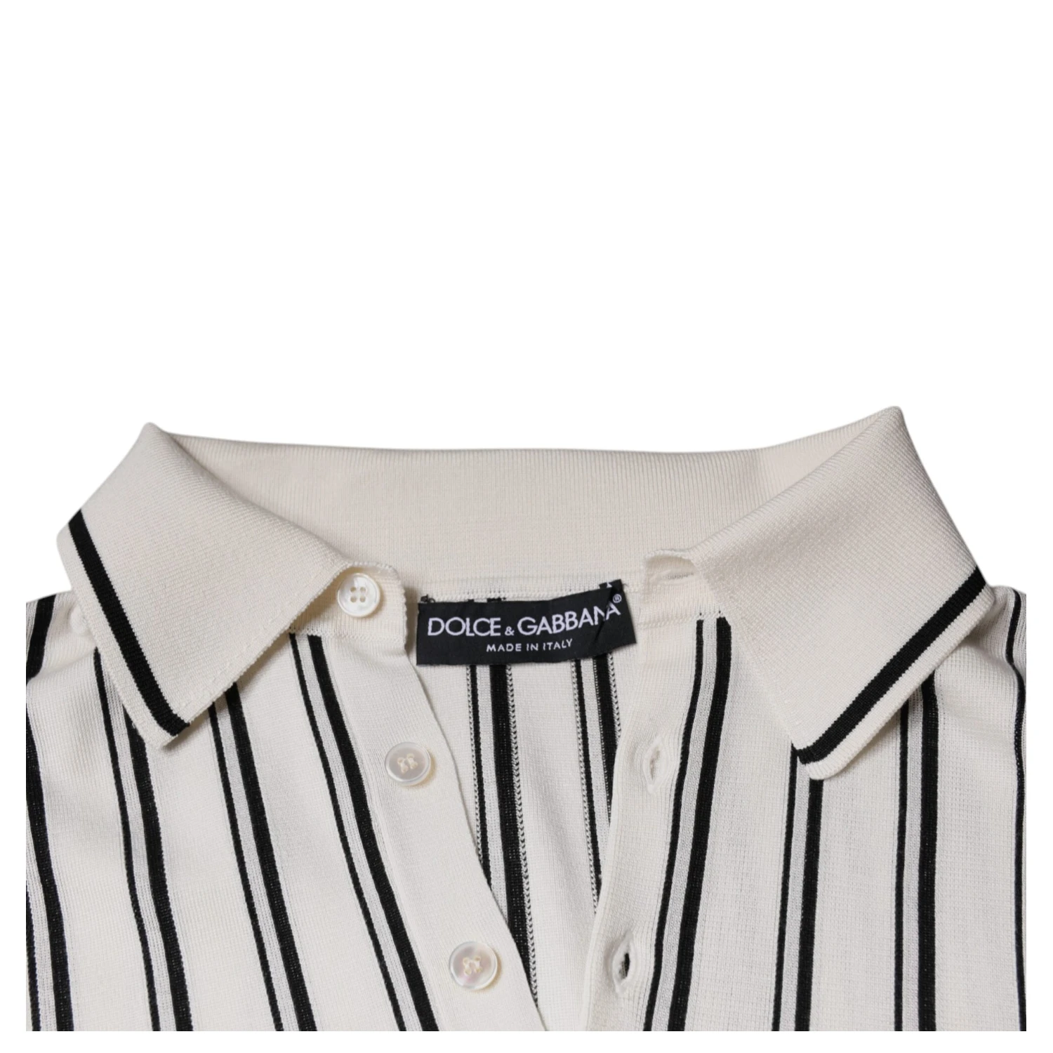 White Black Stripe Polo Short Sleeve T-shirt
