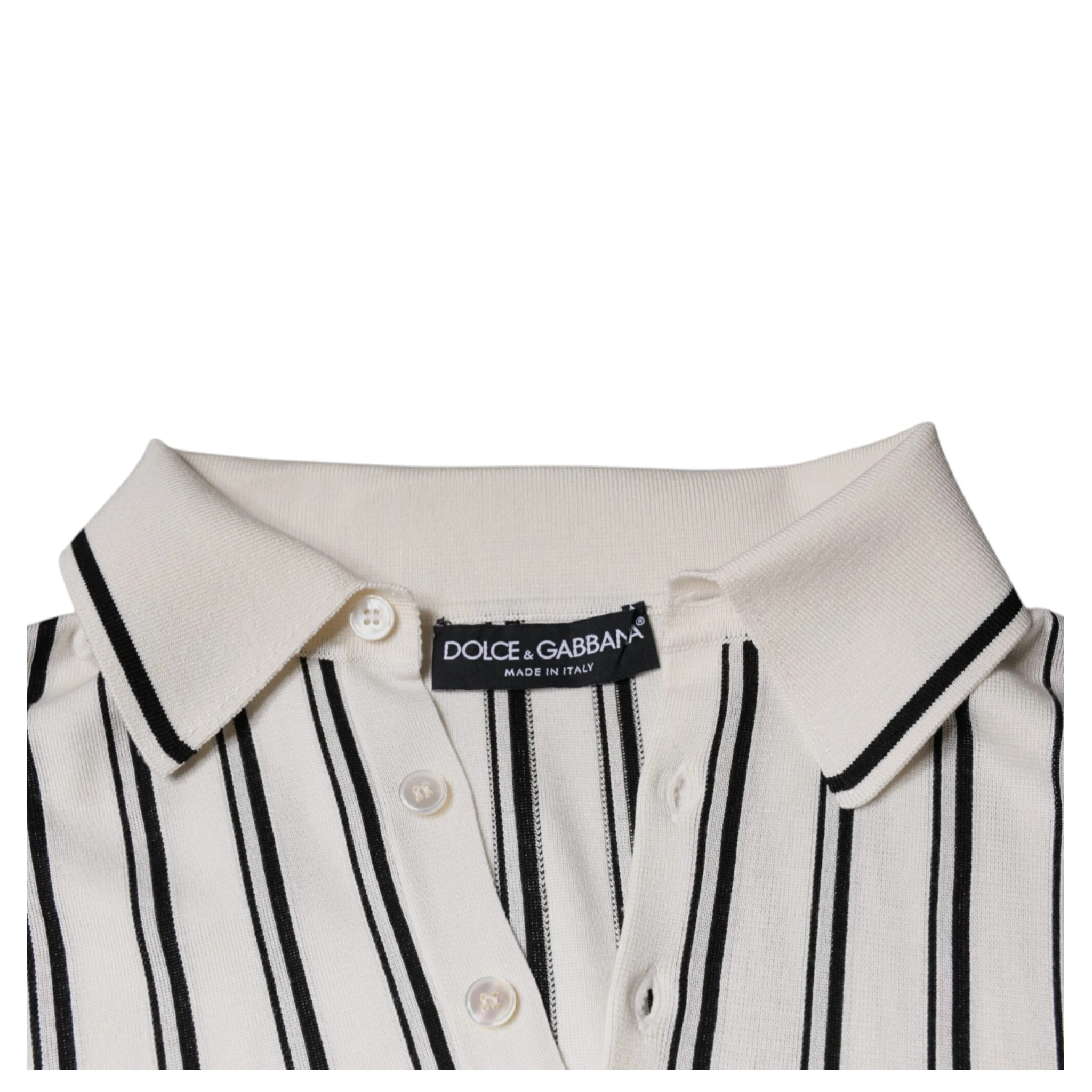 White Black Stripe Polo Short Sleeve T-shirt