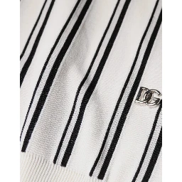 White Black Stripe Polo Short Sleeve T-shirt