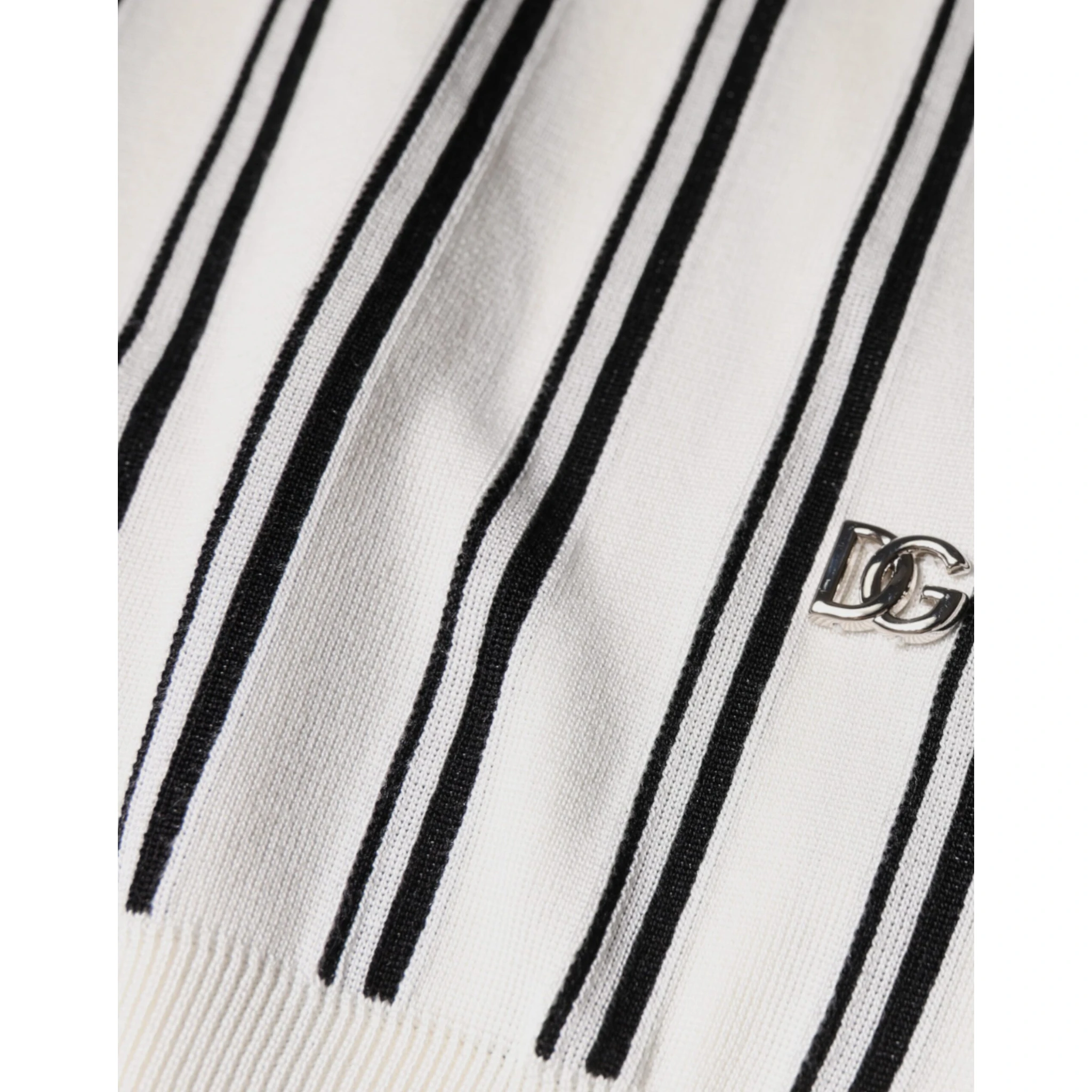 White Black Stripe Polo Short Sleeve T-shirt
