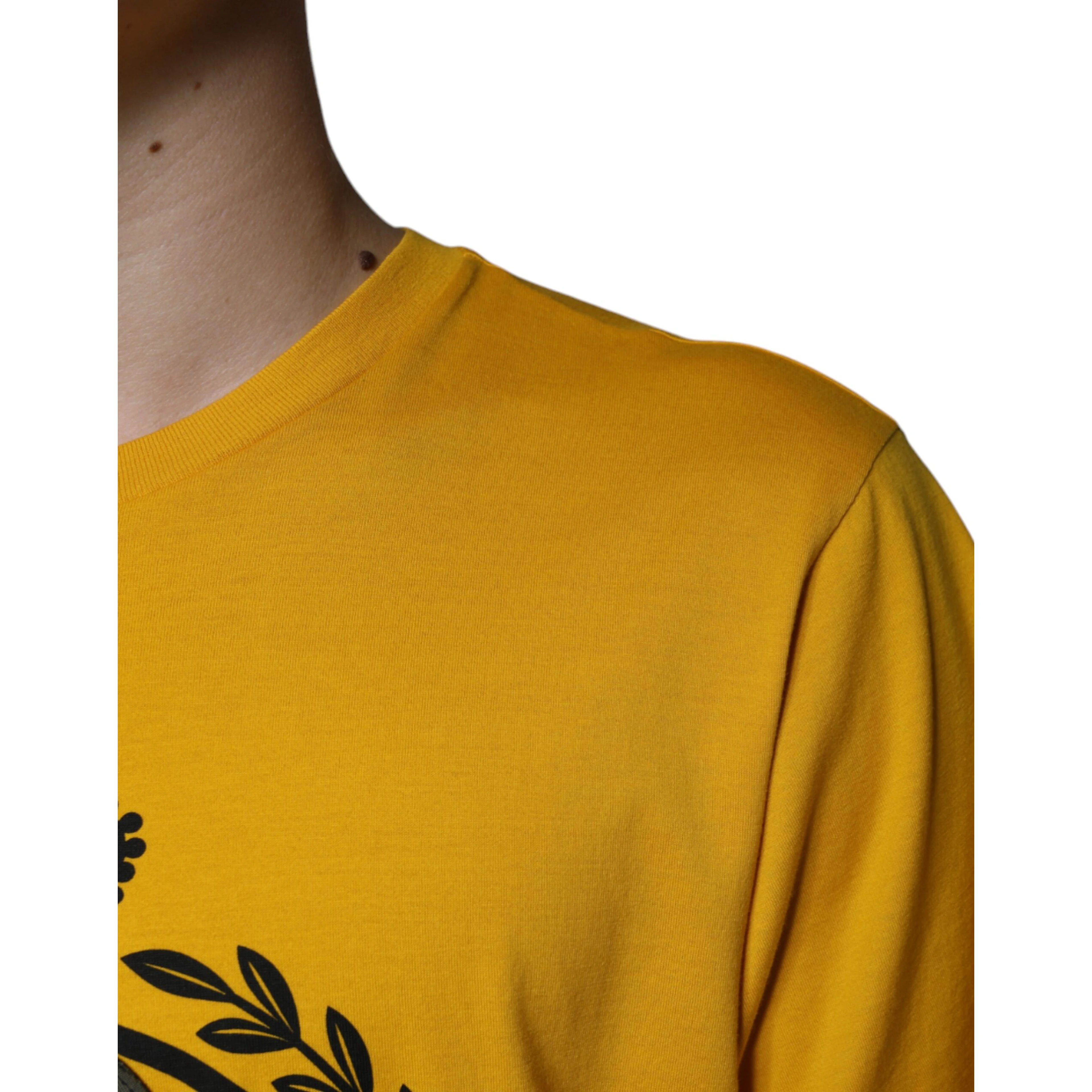 White Yellow Logo Print Short Sleeve T-shirt