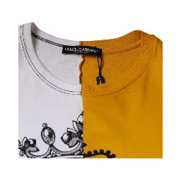 White Yellow Logo Print Short Sleeve T-shirt