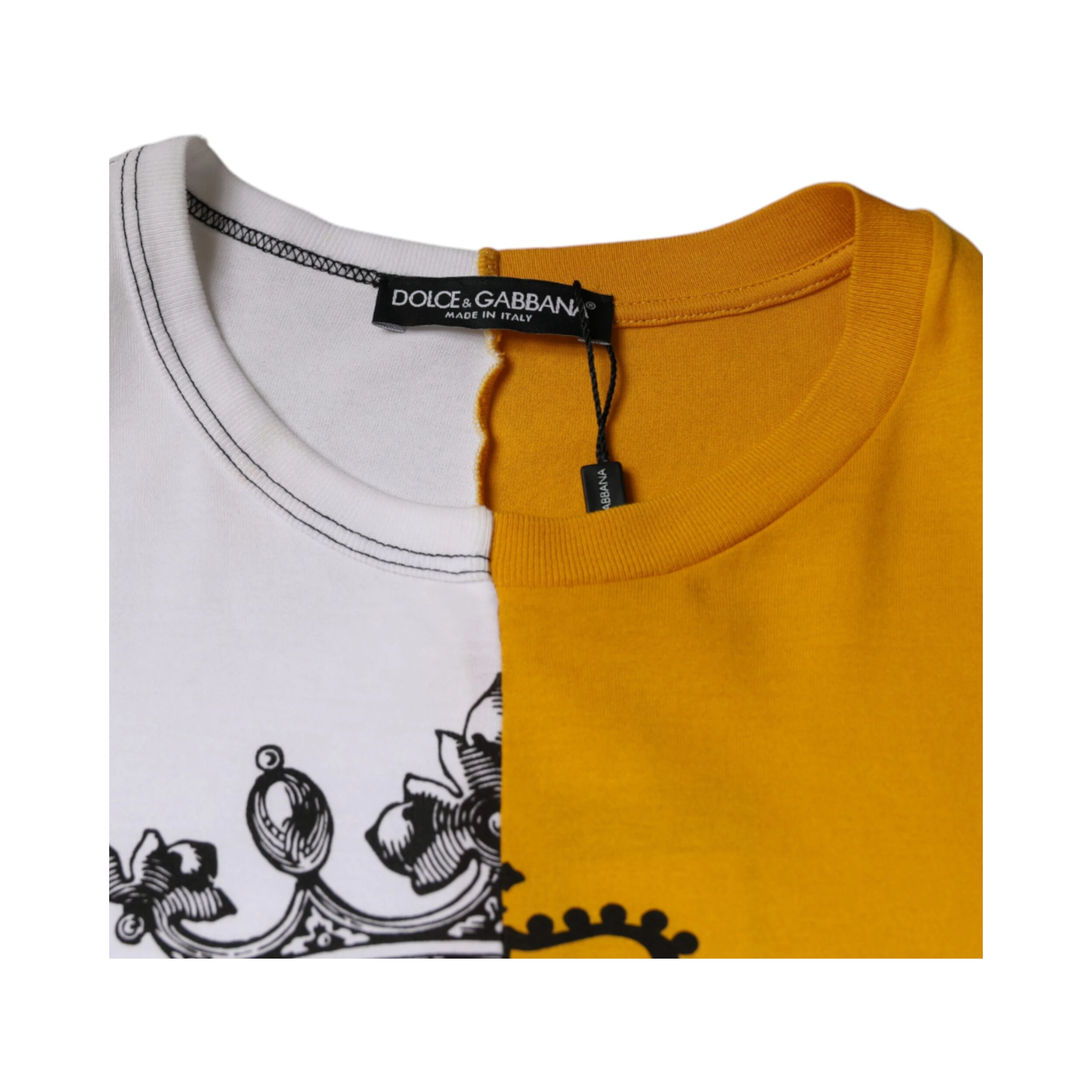 White Yellow Logo Print Short Sleeve T-shirt