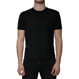 Black Wool Formal Dress Men Waistcoat Vest