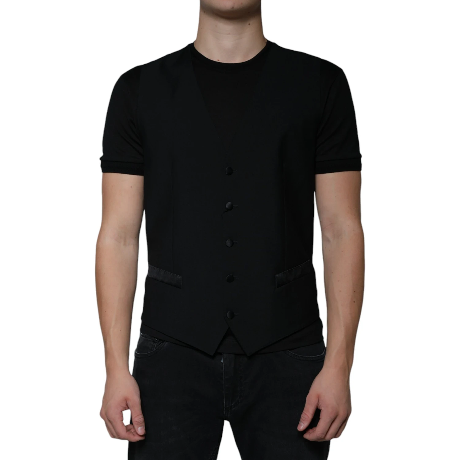 Black Wool Formal Dress Men Waistcoat Vest