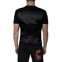 Black Wool Formal Dress Men Waistcoat Vest