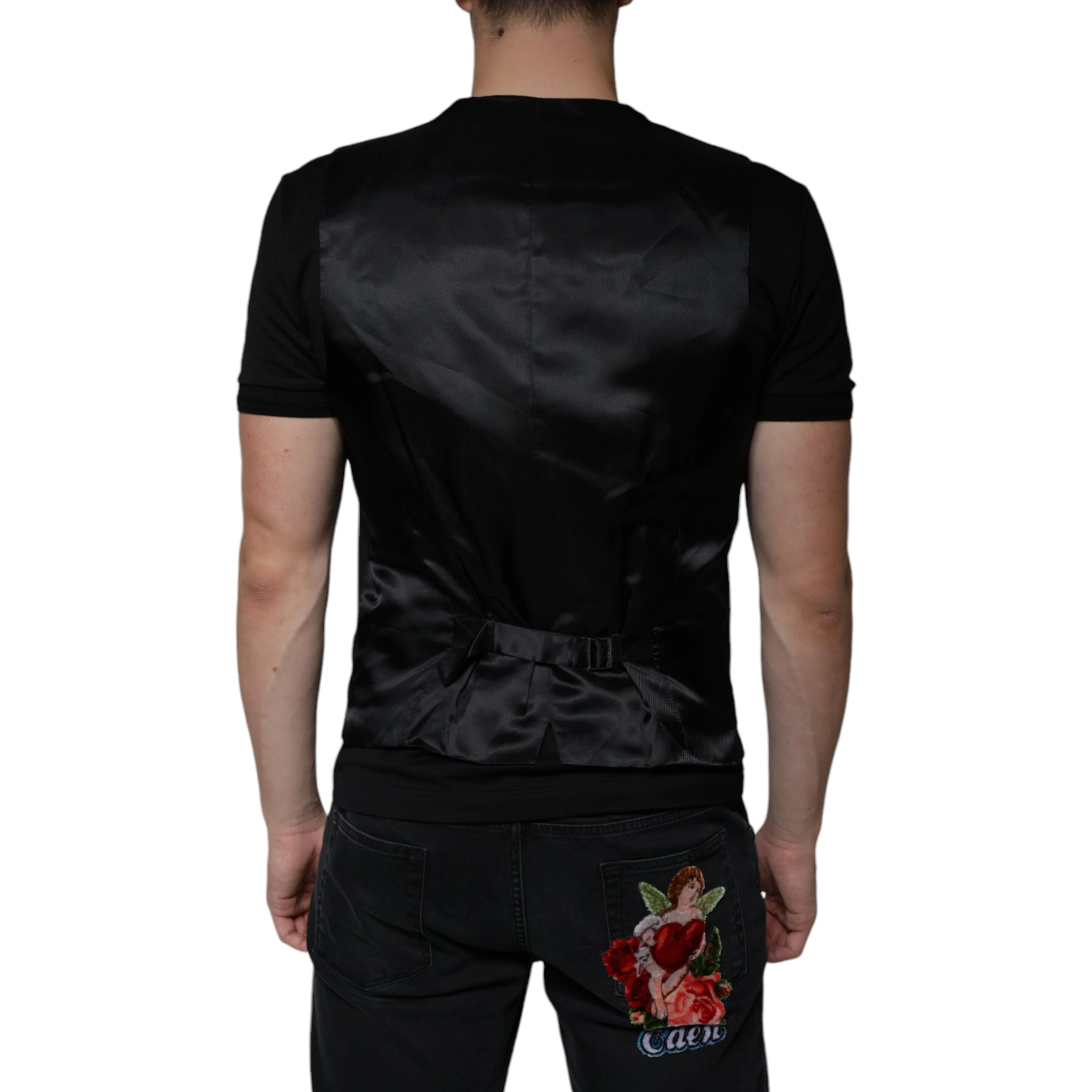Black Wool Formal Dress Men Waistcoat Vest