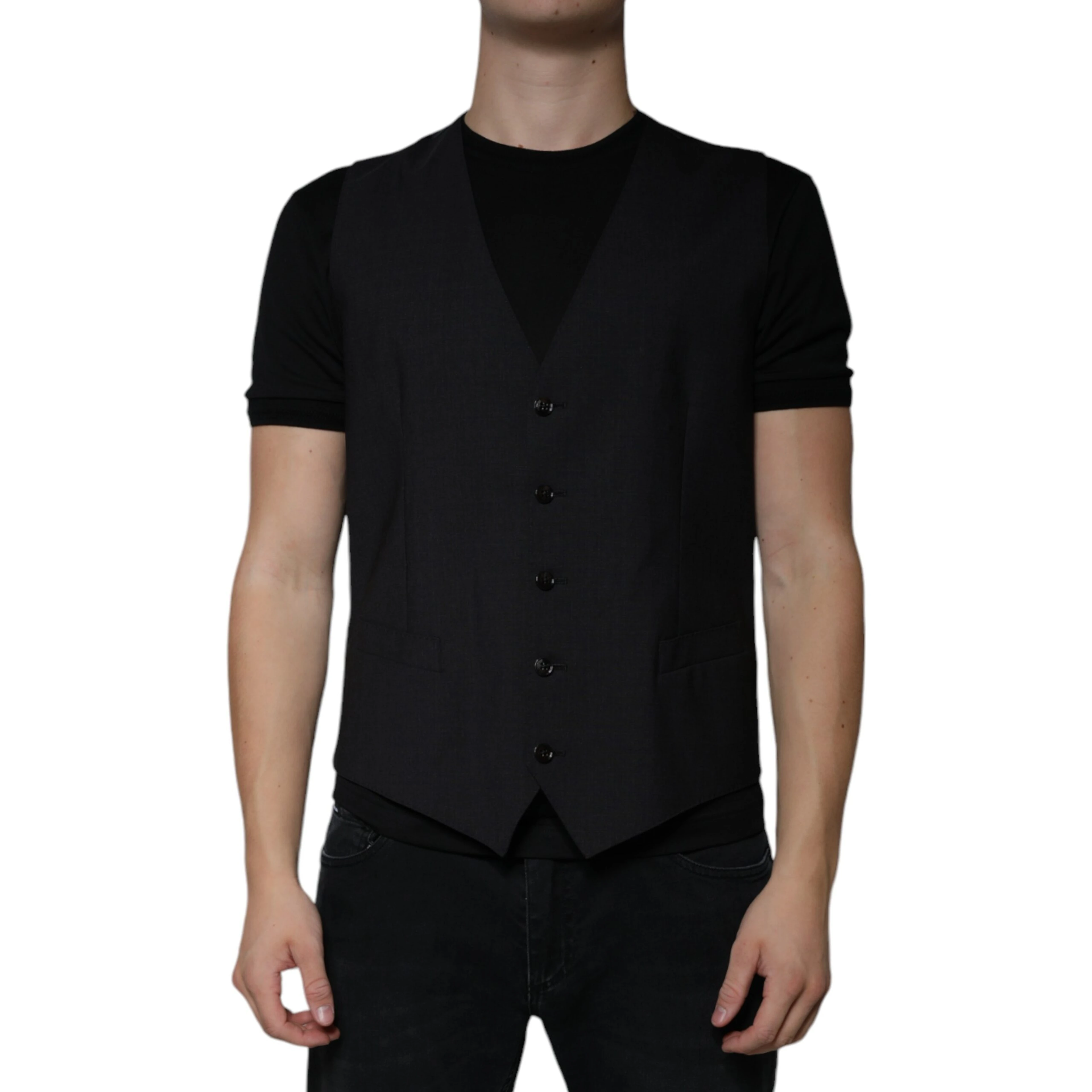 Black Wool Waistcoat Dress Formal Vest