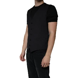 Black Wool Waistcoat Dress Formal Vest