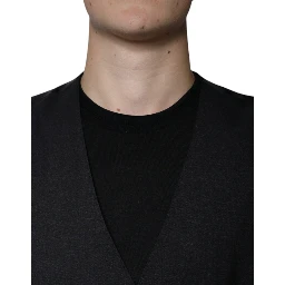 Black Wool Waistcoat Dress Formal Vest