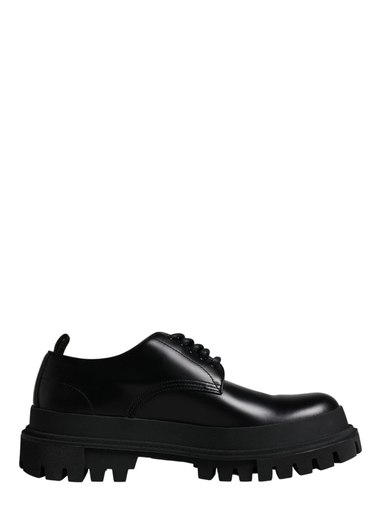 Black Leather Lace Up Trekking Dress Shoes