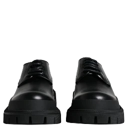 Black Leather Lace Up Trekking Dress Shoes