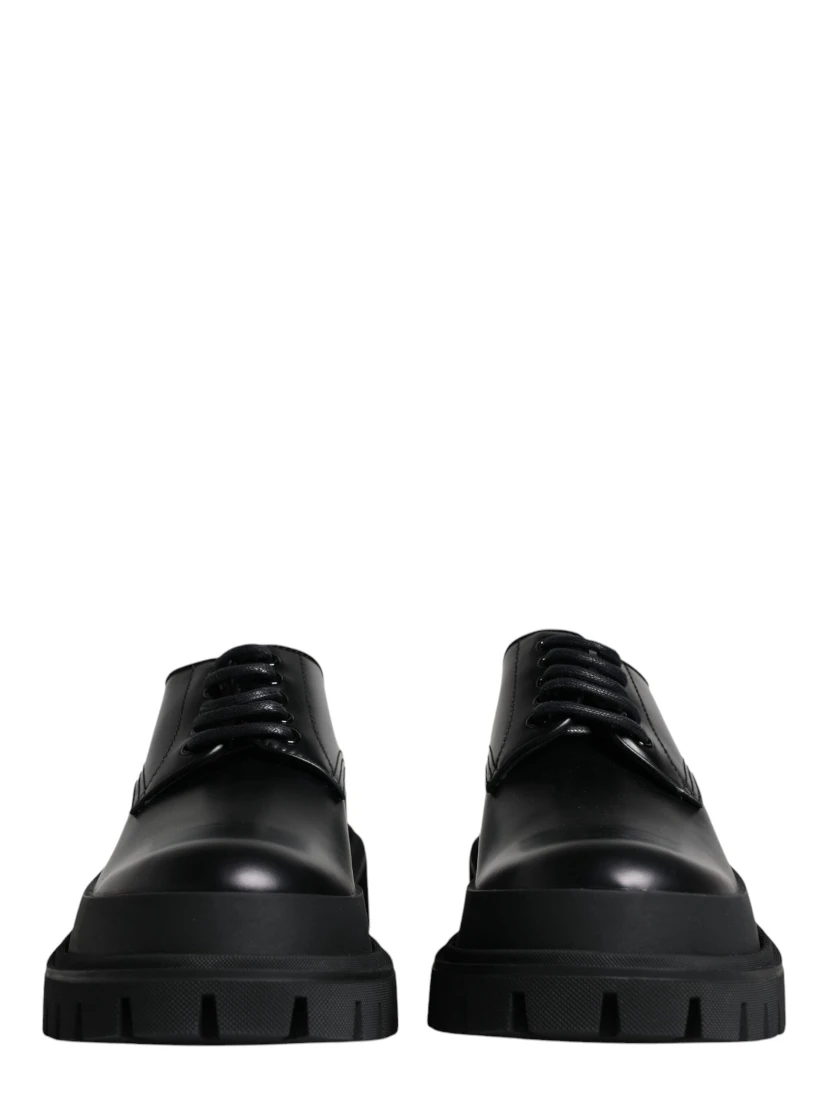 Black Leather Lace Up Trekking Dress Shoes