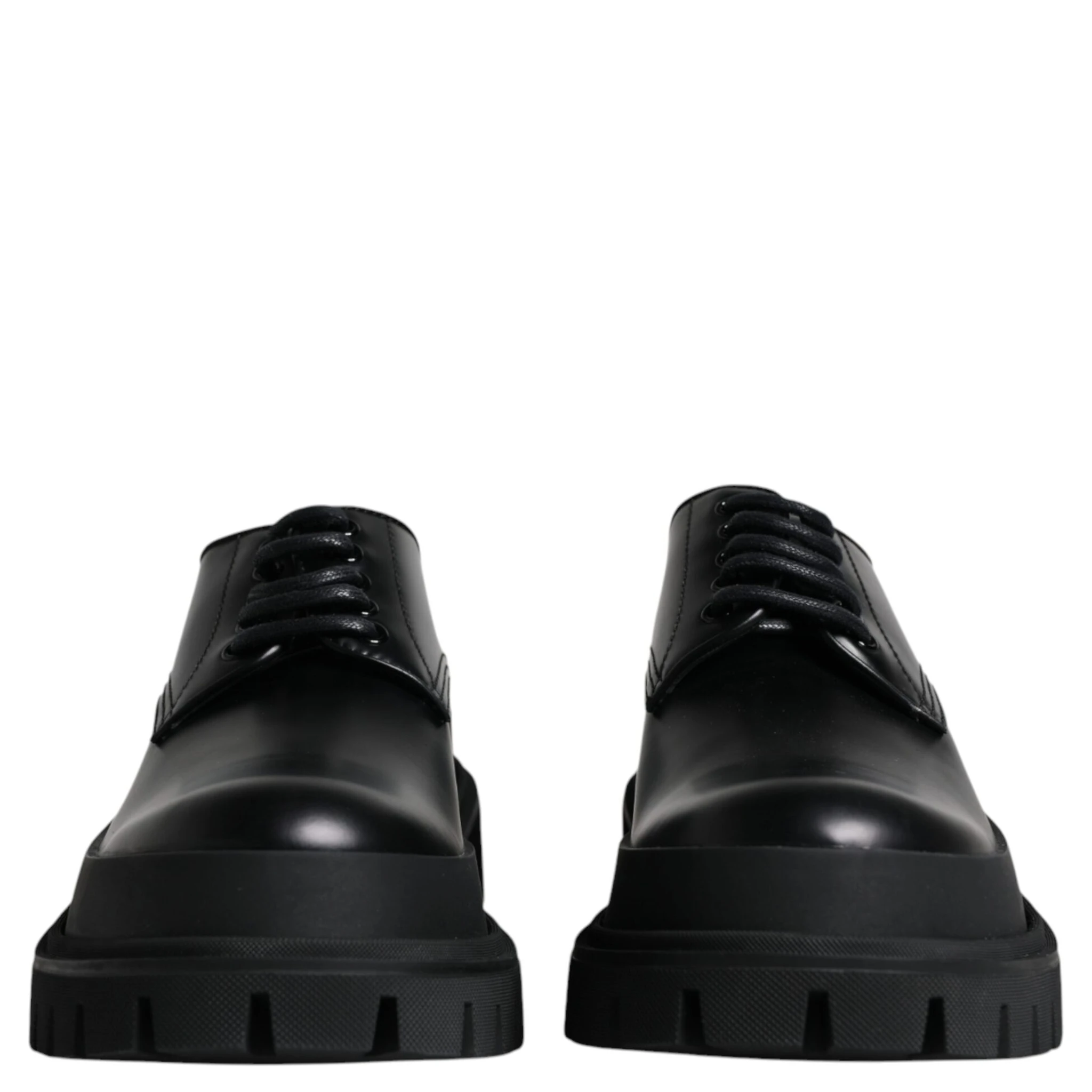 Black Leather Lace Up Trekking Dress Shoes
