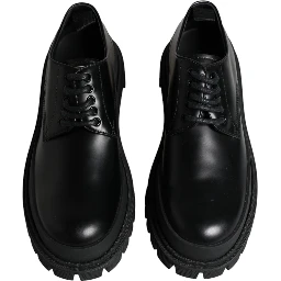 Black Leather Lace Up Trekking Dress Shoes