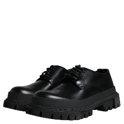 Black Leather Lace Up Trekking Dress Shoes