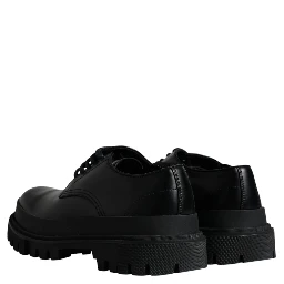 Black Leather Lace Up Trekking Dress Shoes