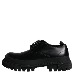 Black Leather Lace Up Trekking Dress Shoes