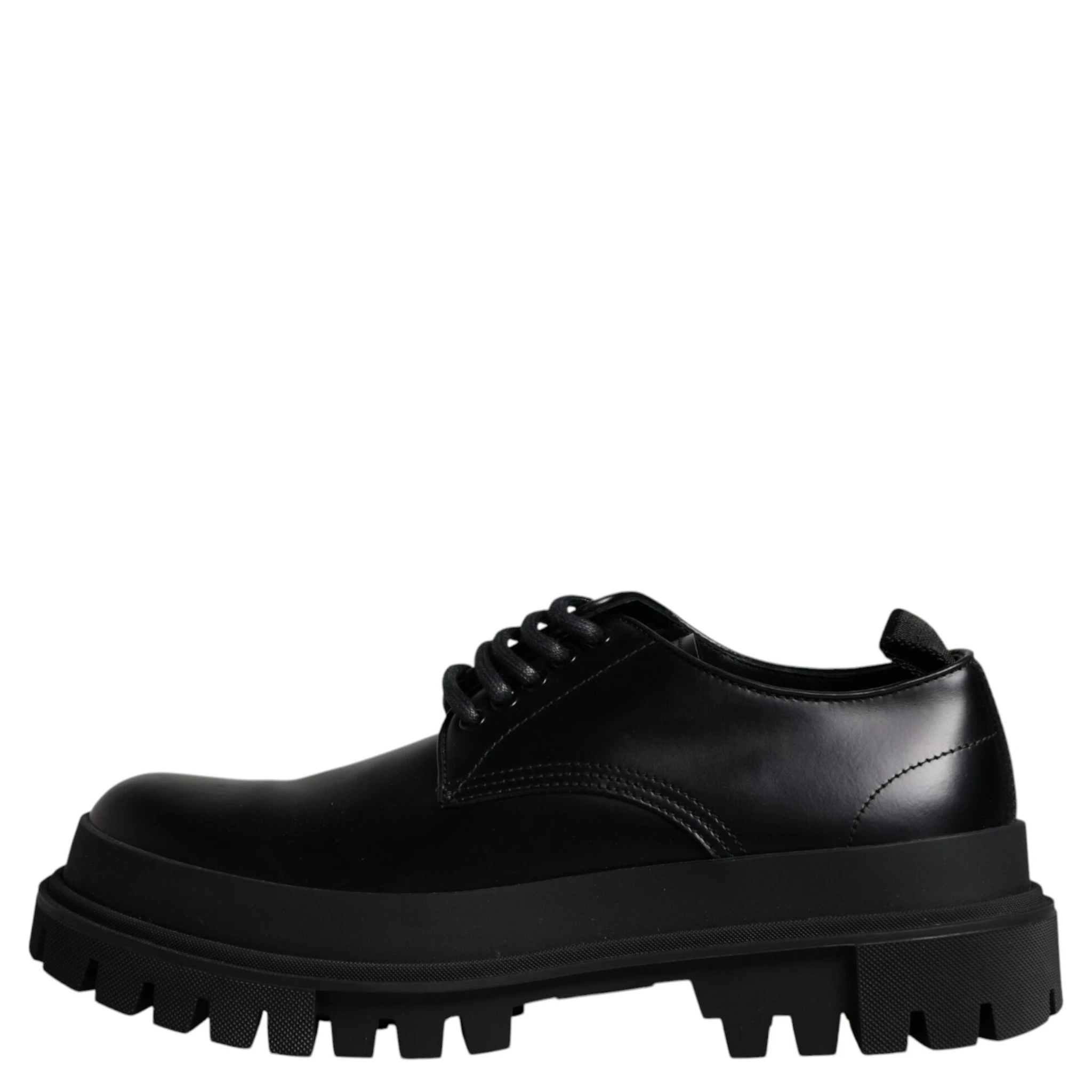 Black Leather Lace Up Trekking Dress Shoes