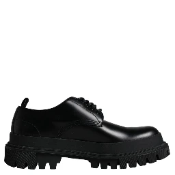 Black Leather Lace Up Trekking Dress Shoes
