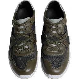 Multicolor Canvas Leather Low Top Sneaker Shoes