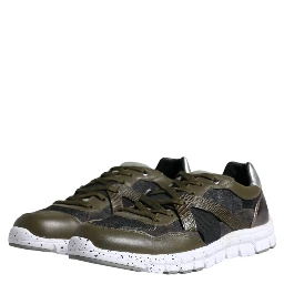 Multicolor Canvas Leather Low Top Sneaker Shoes