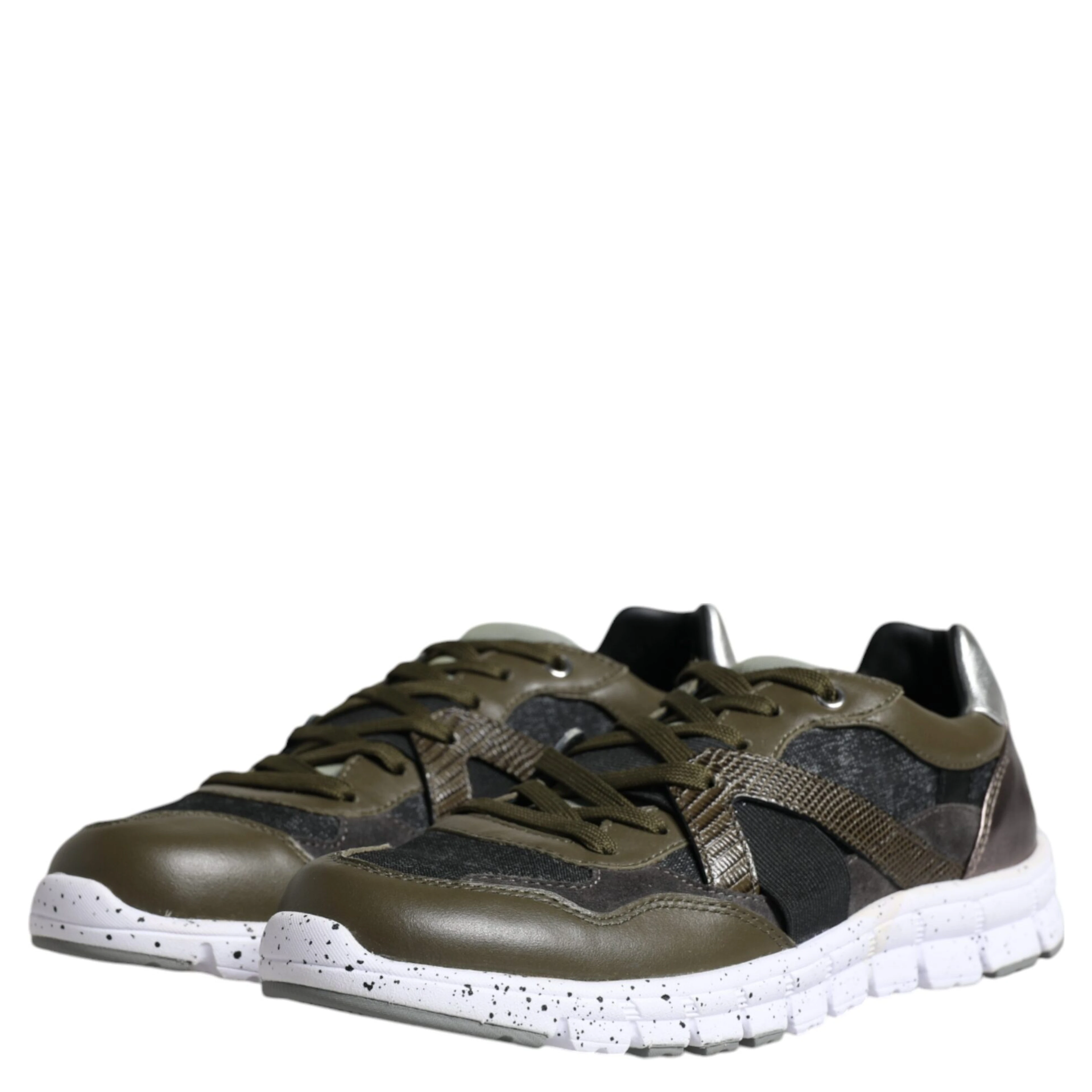 Multicolor Canvas Leather Low Top Sneaker Shoes