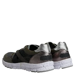 Multicolor Canvas Leather Low Top Sneaker Shoes
