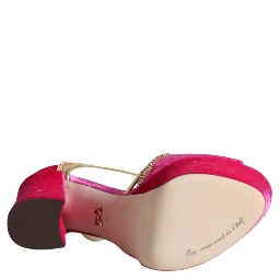 Pink Velvet Platform Ankle Strap Heel Sandals Shoes