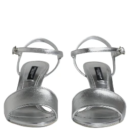 Silver KEIRA Heels Ankle Strap Sandals Shoes