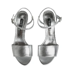Silver KEIRA Heels Ankle Strap Sandals Shoes