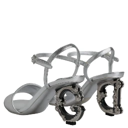 Silver KEIRA Heels Ankle Strap Sandals Shoes