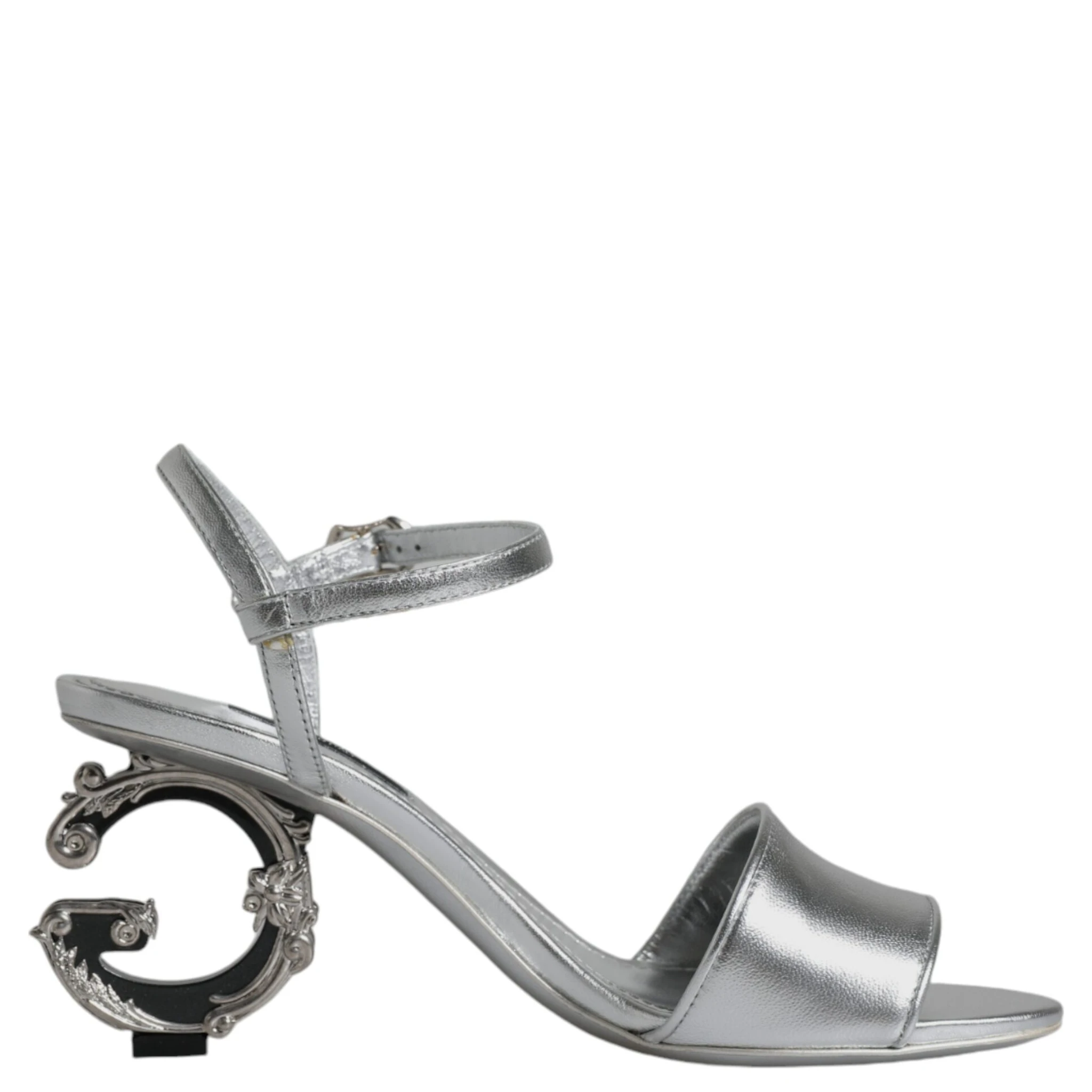 Silver KEIRA Heels Ankle Strap Sandals Shoes