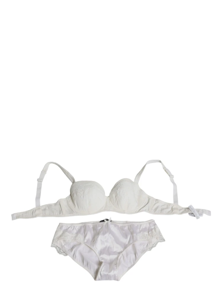 White Silk Stretch Panty Balconette Bra Underwear
