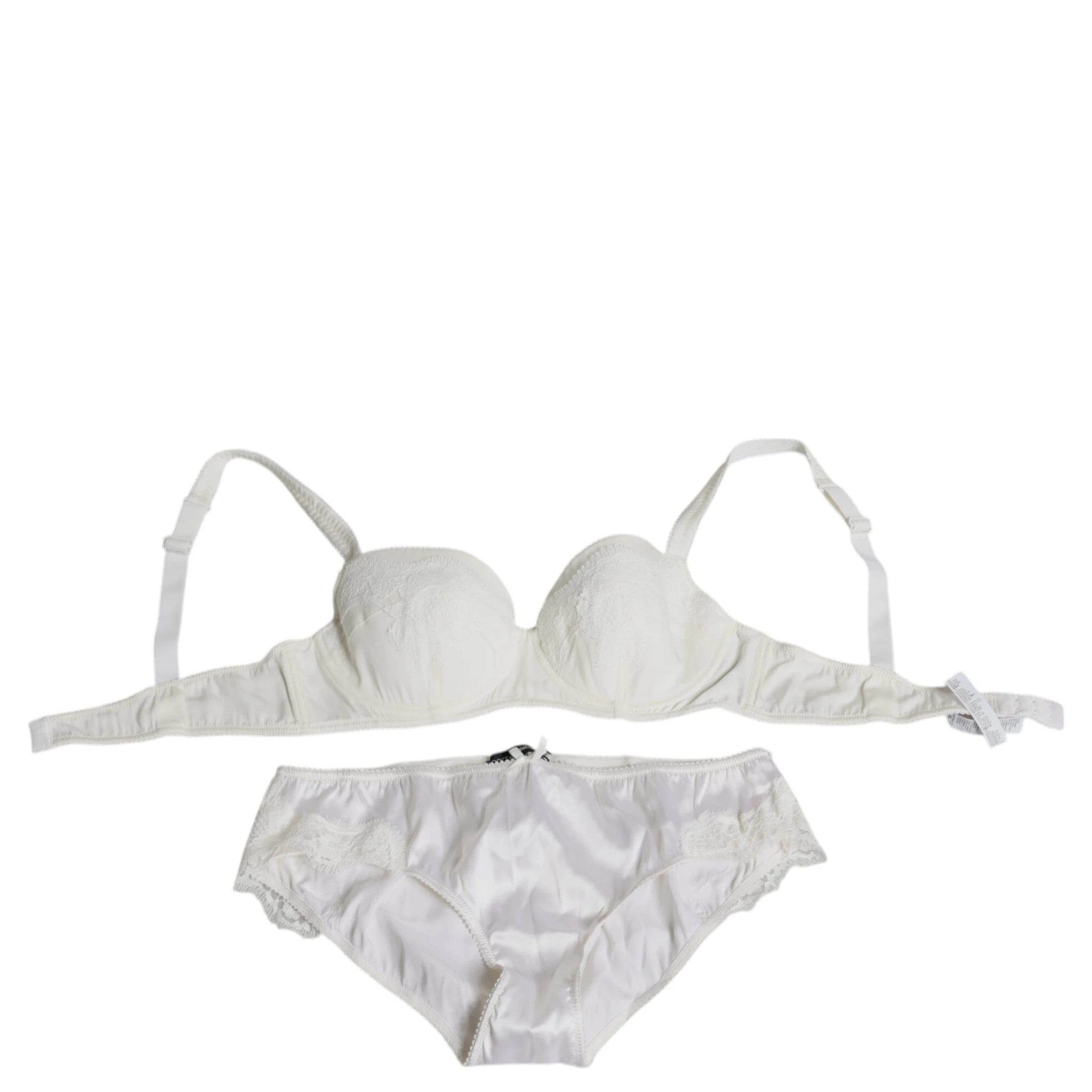 White Silk Stretch Panty Balconette Bra Underwear