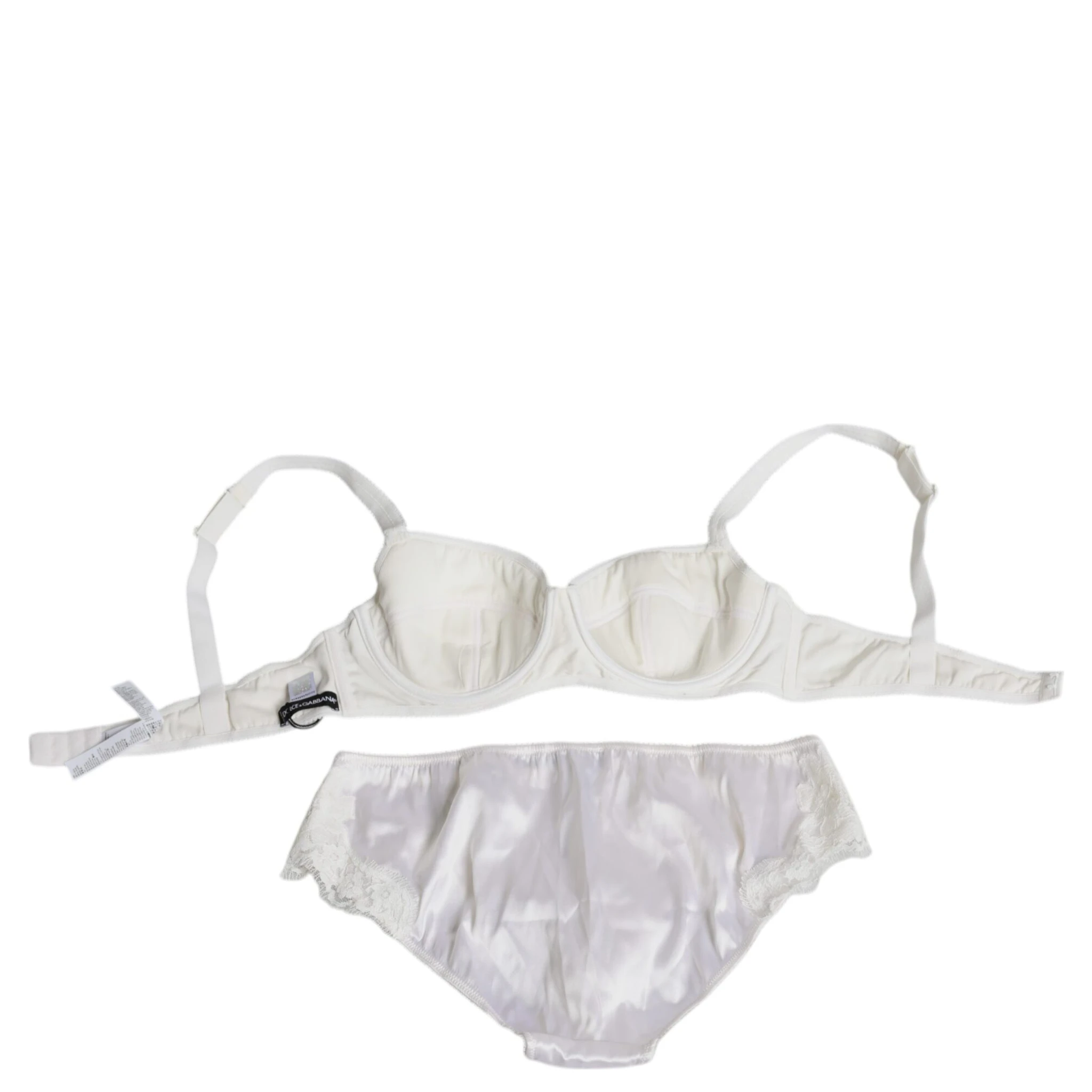 White Silk Stretch Panty Balconette Bra Underwear
