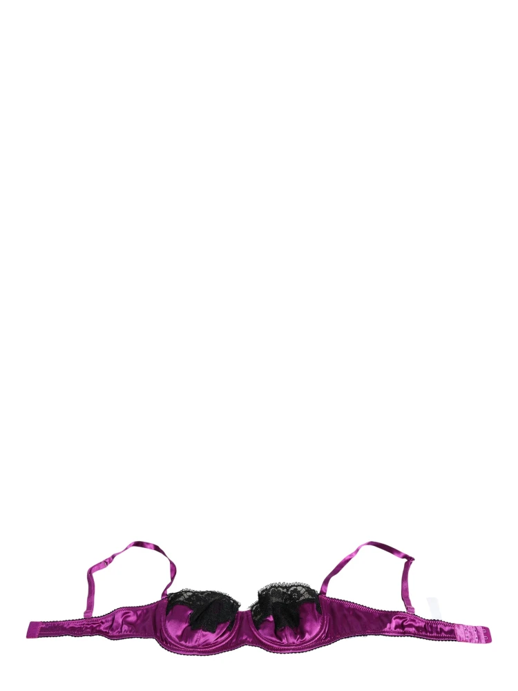 Purple Silk Underwired Balconette Bra Underwear
