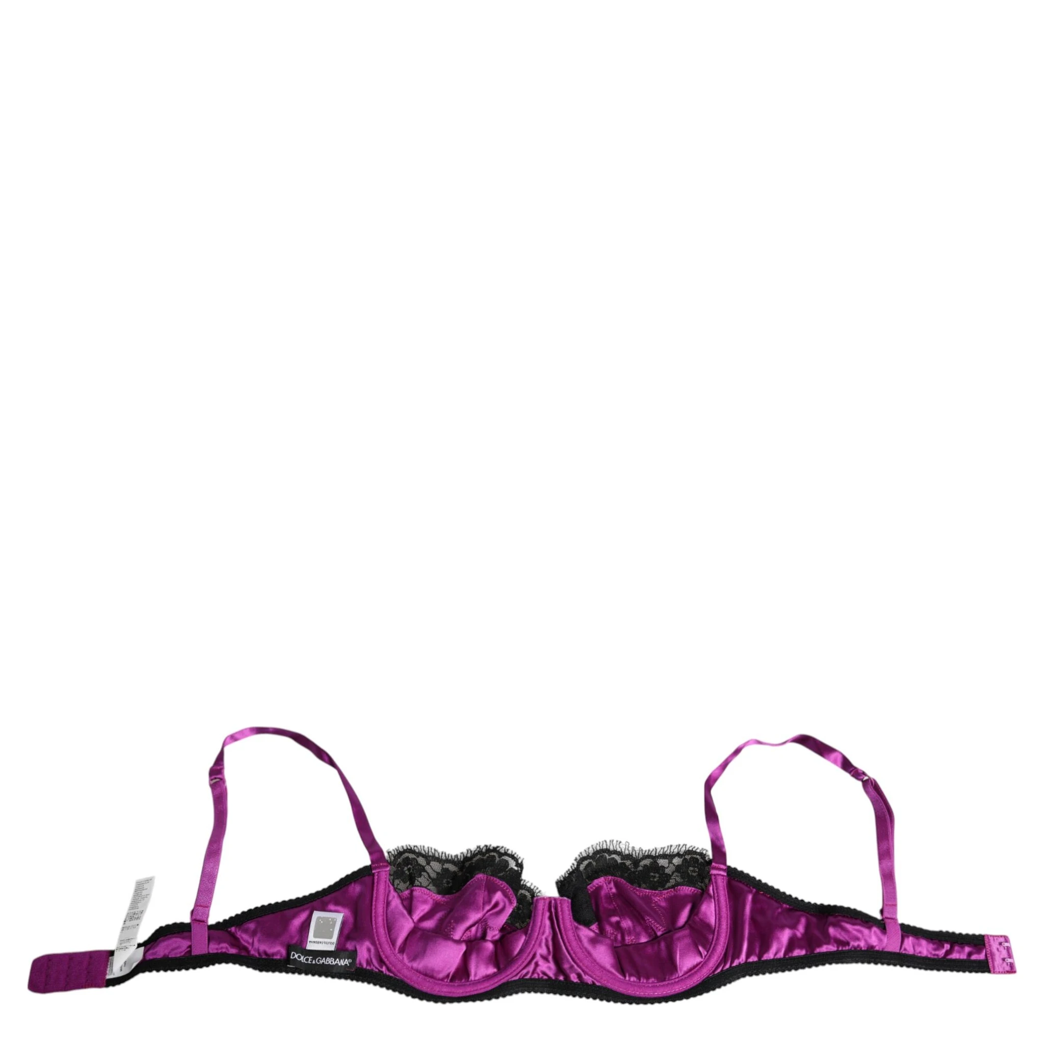 Purple Silk Underwired Balconette Bra Underwear