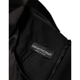 Black Satin Long Sleeves Wrap Sheath Mini Dress