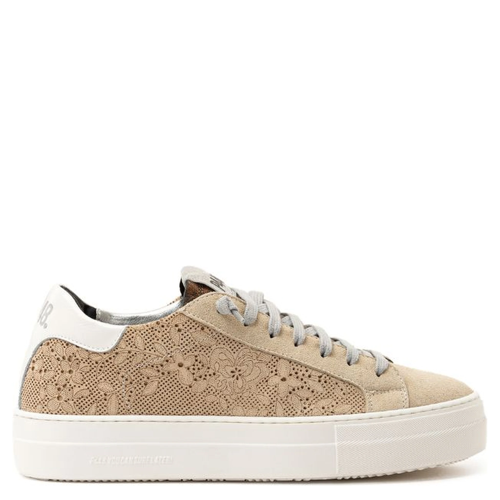 Beige Leather Athletic Sneakers